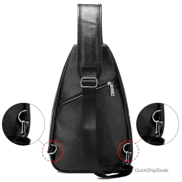 Large PU Leather Sling Backpack Crossbody Bag Travel Daypack Adjustable main image 5